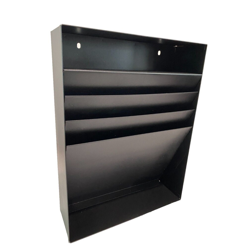 Vtg Metal Wall Hanging File Holder Organizer Office 3 Slot MCM Industrial